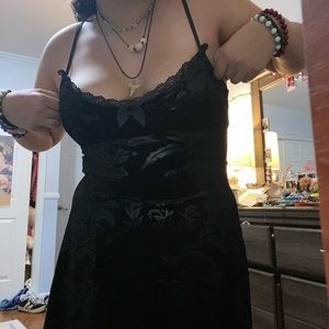 lacy velvet black mini dress